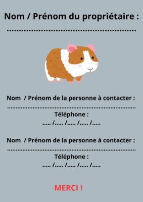 verso de la carte avec le nom des personnes à contacter en cas d'urgence.